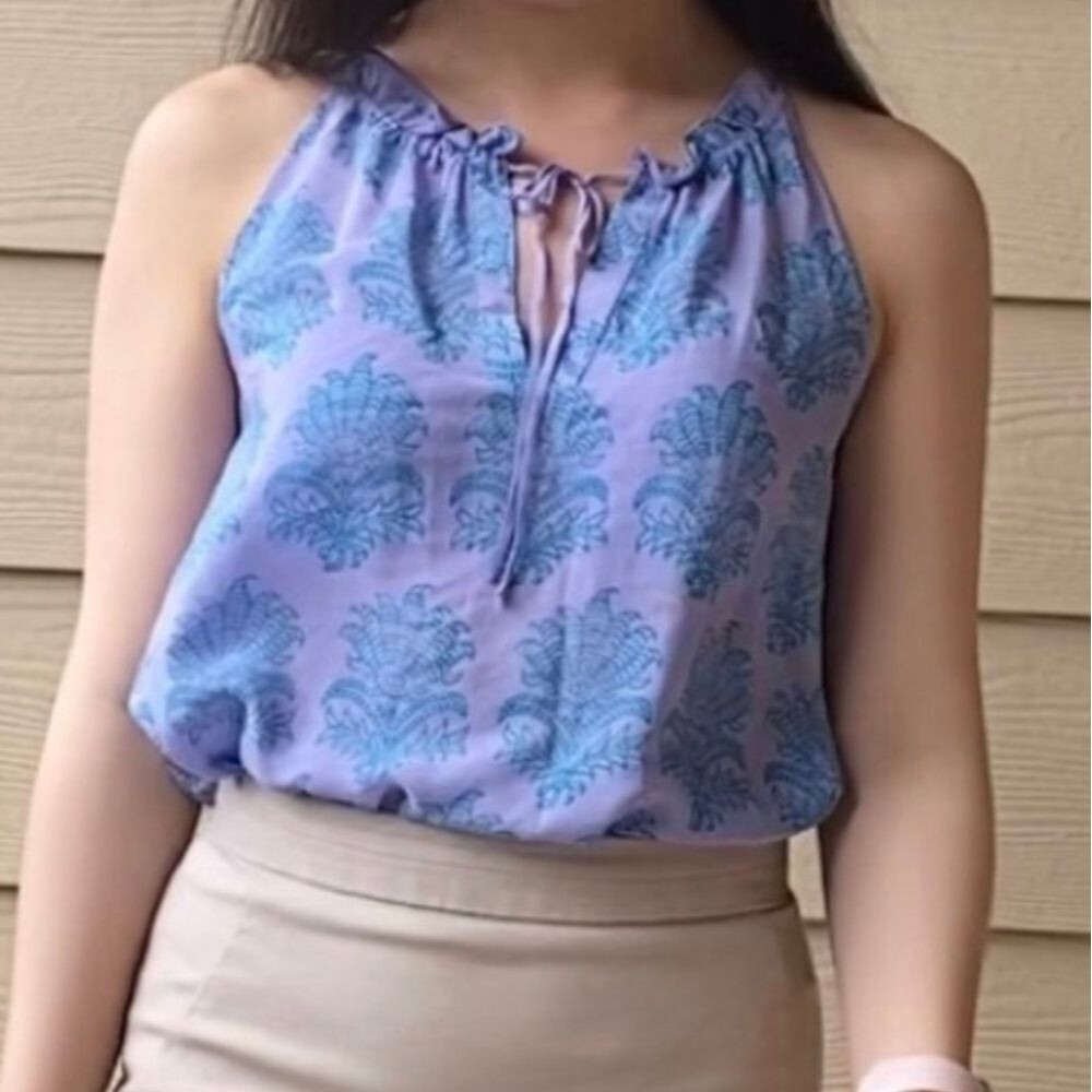 HD in Paris Purple Silk Tank 0P Anthropologie European Summer Cami Lavender